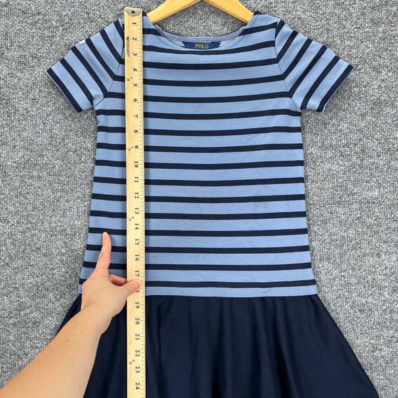 Polo Ralph Lauren Girls Striped Stretch Ponte Dress Small 7 Short Sleeve - Picture 8 of 8